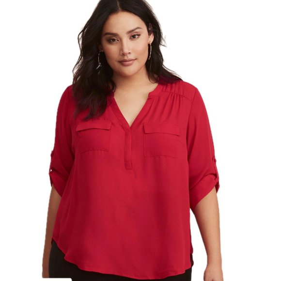 Torrid Red Harper Pullover Tunic Top Blouse - Plus Size 4 - Picture 3 of 8
